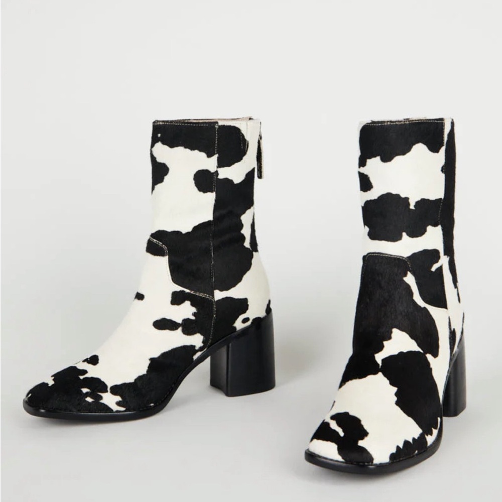 Intentionally Blank Cow Print Boots
